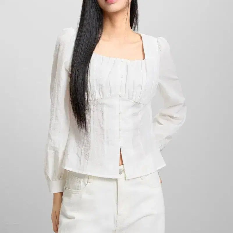 [BUNJANG] MIXXO Round Neck Peplum Blouse / MIXXO(미쏘) 라운드넥 페플럼 블라우스