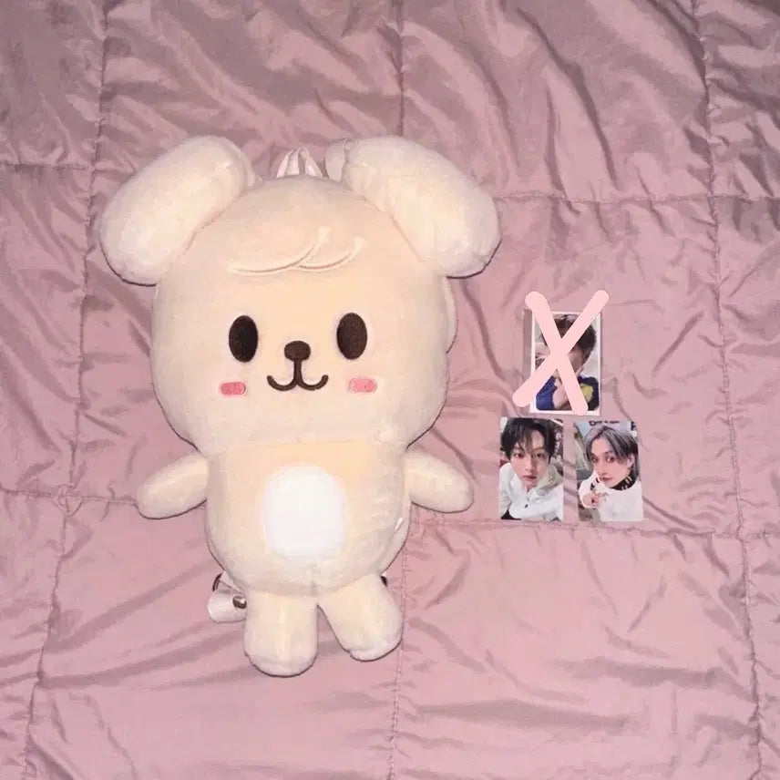 [BUNJANG] Stray Kids Seungmin Skzoo Plush Backpack (Sealed) / 미개봉)스키즈 팬미팅 엠디 스키주 플러시 백팩 버빔 + 포카
