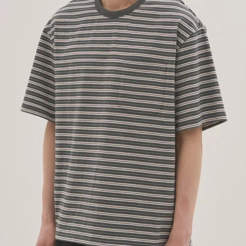 [BUNJANG] In The Row Multi Stripe Short Sleeve T-Shirt Gray / 인더로우 멀티스트라이프 반팔 그레이(2)