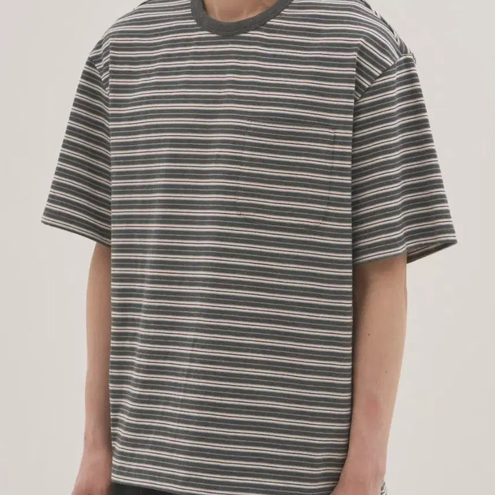 [BUNJANG] In The Row Multi Stripe Short Sleeve T-Shirt Gray / 인더로우 멀티스트라이프 반팔 그레이(2)