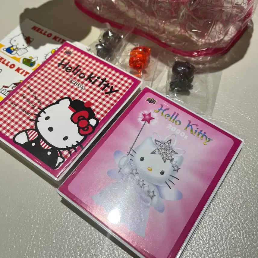 [BUNJANG] Vintage Hello Kitty 40th Anniversary Clear Pouch + Card Set / 고전 헬로키티 40주년 기념 투명 파우치 + 카드 세트