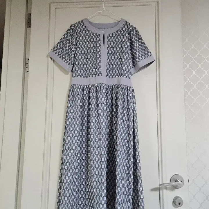 [BUNJANG] Pattern Short Sleeve Long Dress / 패턴 반팔 롱 원피스