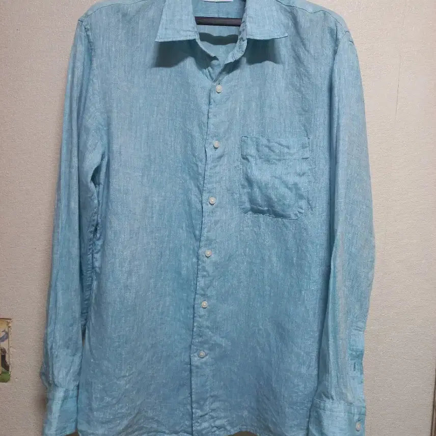 [BUNJANG] Uniqlo Linen Shirt XL Sky Blue / 유니클로 린넨 셔츠 XL 하늘색