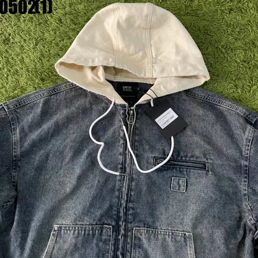 [BUNJANG] DIMITRI BLACK Denim Hooded Zip-Up Jacket (100-105) / 디미트리블랙 데님 후드 집업 자켓 100-105