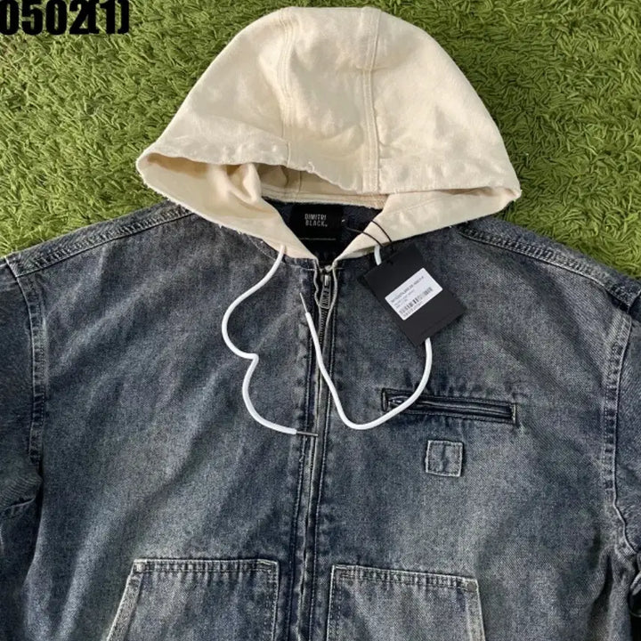 [BUNJANG] DIMITRI BLACK Denim Hooded Zip-Up Jacket (100-105) / 디미트리블랙 데님 후드 집업 자켓 100-105