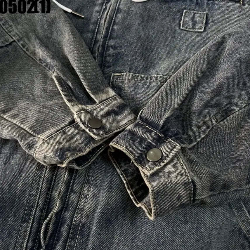 [BUNJANG] DIMITRI BLACK Denim Hooded Zip-Up Jacket (100-105) / 디미트리블랙 데님 후드 집업 자켓 100-105