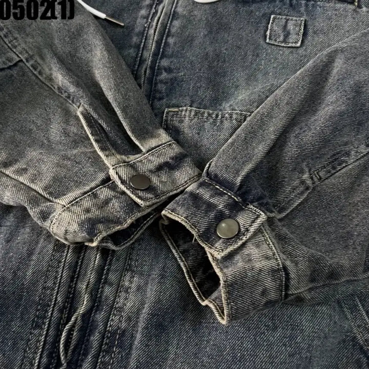 [BUNJANG] DIMITRI BLACK Denim Hooded Zip-Up Jacket (100-105) / 디미트리블랙 데님 후드 집업 자켓 100-105