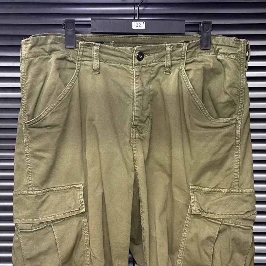 [BUNJANG] ZARA Military Khaki Cotton Cargo Jogger Pants / 자라 밀리터리 카키 코튼 워크 팬츠 조거 바지 32 카고 건빵 아메카지