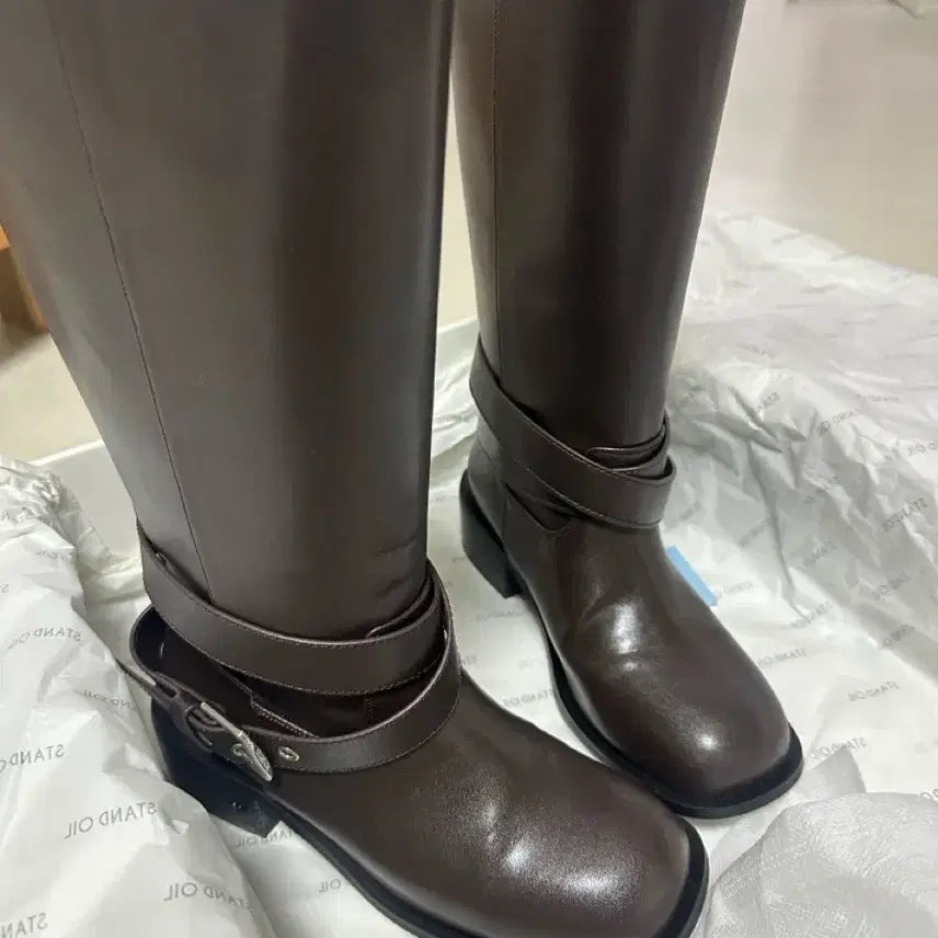[BUNJANG] Standoil Long Boots Brown 240 / 스탠드오일 롱부츠 브라운 240 1회 신음