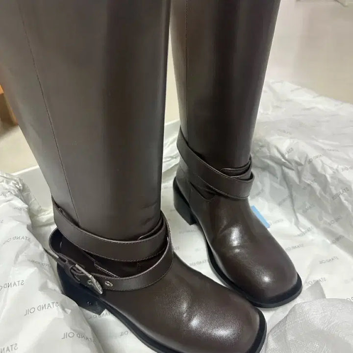 [BUNJANG] Standoil Long Boots Brown 240 / 스탠드오일 롱부츠 브라운 240 1회 신음