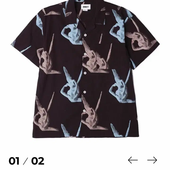 [BUNJANG] OBEY Angelito Woven Shirt Black Multi M / 오베이 OBEY 엔젤리토 우븐 셔츠 블랙 멀티 M
