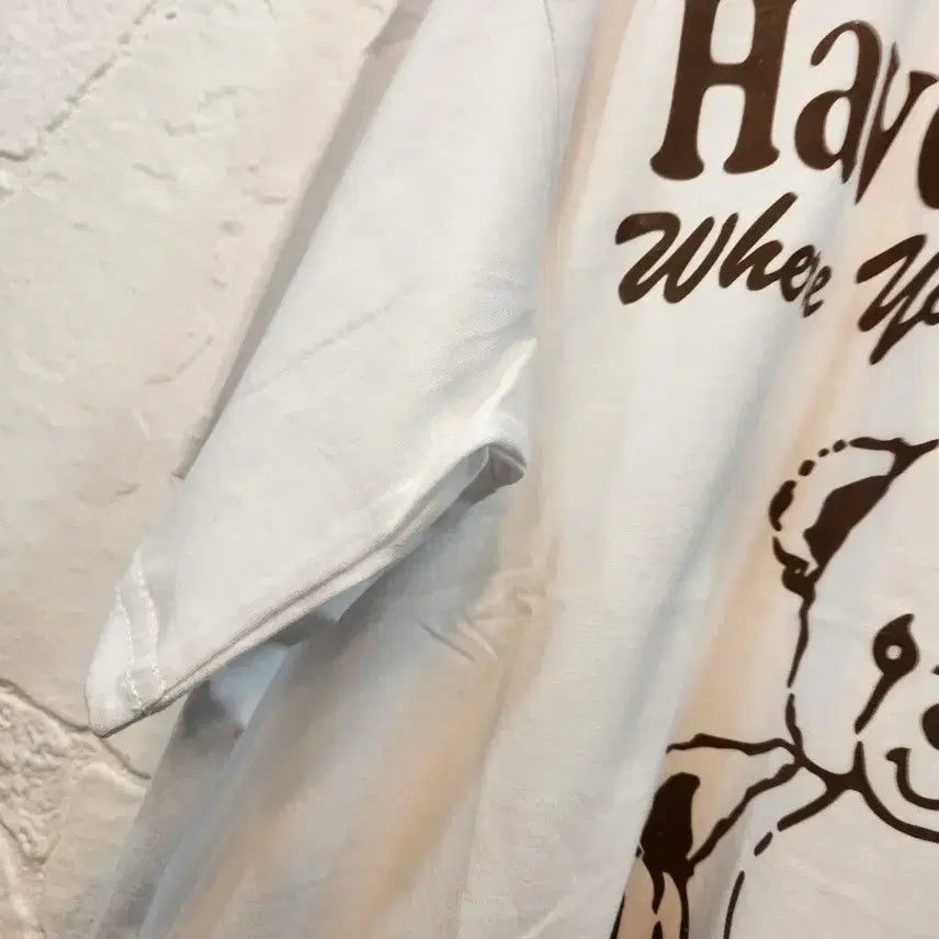 [BUNJANG] Bear Graphic Cotton T-shirt - White (Free Size) / 곰티 여름반팔티(새상품)