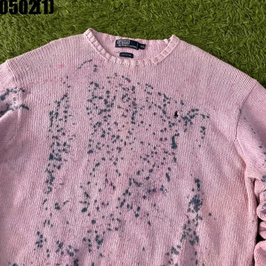 [BUNJANG] Polo Ralph Lauren Pink Distressed Knit Sweater XXL / 폴로 랄프로렌 핑크 데미지 니트 스웨터 XXL