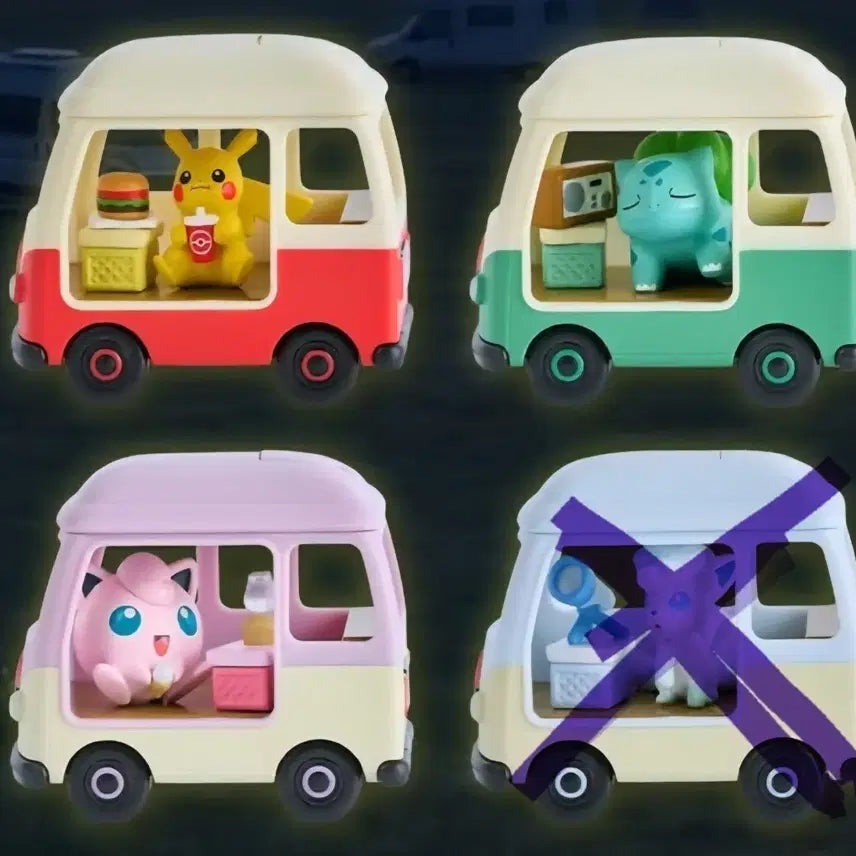 [BUNJANG] Lotteria Pokemon Camping Car Figure Set (Pikachu, Bulbasaur, Jigglypuff) / 롯데리아 포켓몬 캠핑카 3종 피규어 (피카츄/이상해씨/푸린)