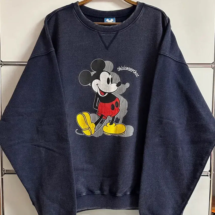 [BUNJANG] Thisisneverthat Disney Mickey Crewneck Sweatshirt Navy XL / [XL] 디스이즈네버댓 미키 디즈니 크루넥 맨투맨 네이비 디네댓