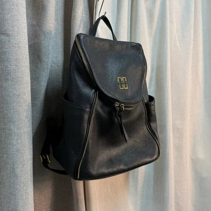 [BUNJANG] DAKS Black Leather Backpack / 닥스 DAKS 블랙 가죽 백팩 가방