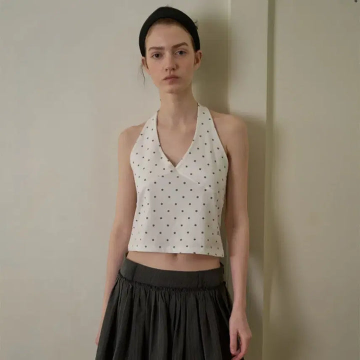 [BUNJANG] Without Summer Dot Halterneck Top / 위드아웃썸머 도트 홀터넥 탑