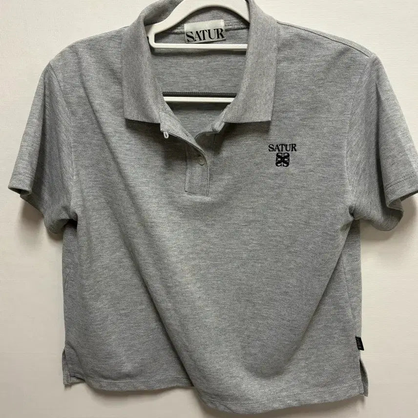 [BUNJANG] Satur Grey Cropped Short Sleeve Polo T-shirt / 세터 Satur 회색 크롭 반팔 폴로티