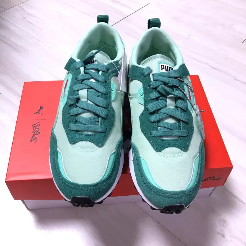 [BUNJANG] Puma Future Rider x Pokémon Collaboration Mint Sneakers / 푸마 Future Rider 포켓몬 콜라보 민트 운동화