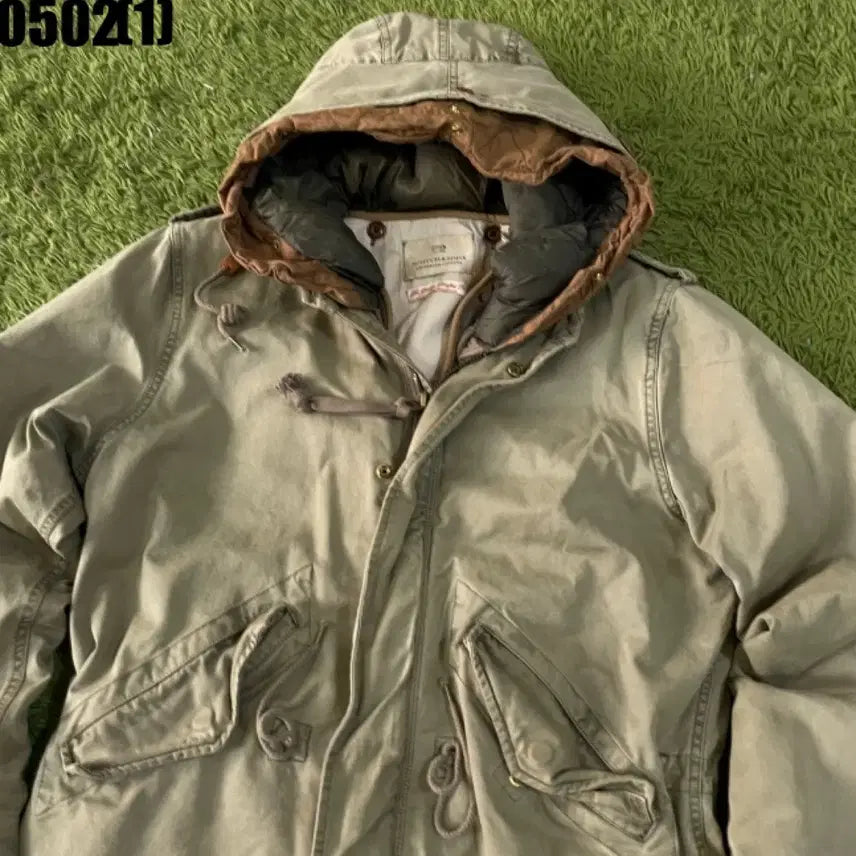 [BUNJANG] Scotch &amp; Soda Military Khaki Hooded Field Jacket M / 스코치앤소다 밀리터리 카키색 후드 야상 점퍼 M
