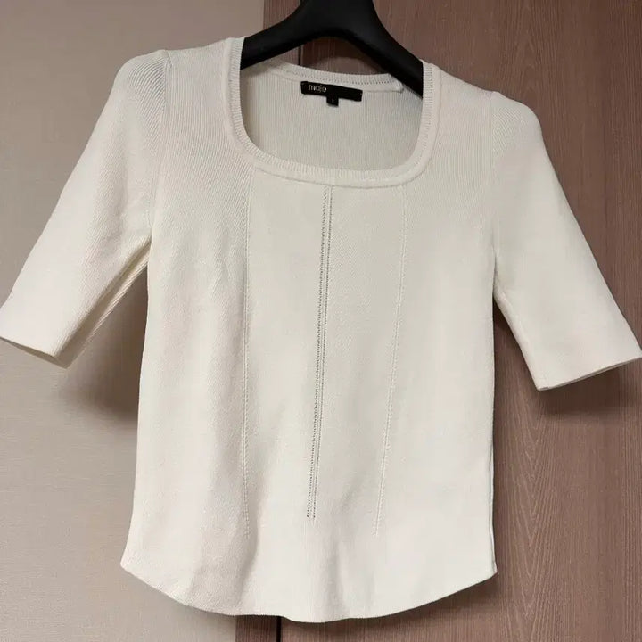 [BUNJANG] Maje Half Sleeve Ribbed Knit Top Size 36 / 마쥬 maje 하프슬리브 리브드 니트탑 36 새상품