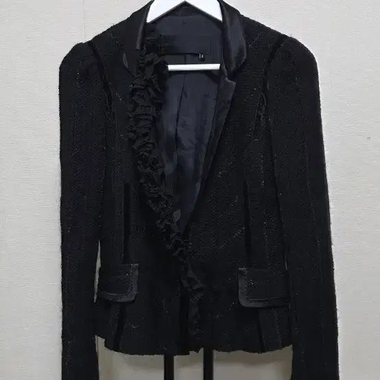 [BUNJANG] OBZE Chiffon Trimmed Crystal Tweed Jacket / 오브제 쉬폰 트리밍 크리스탈 트위드 자켓