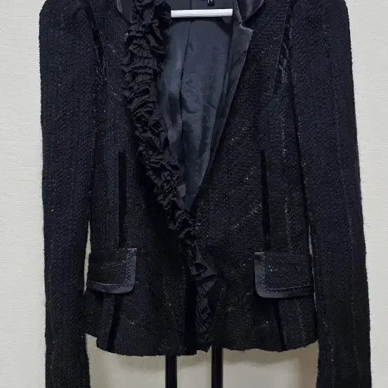 [BUNJANG] OBZE Chiffon Trimmed Crystal Tweed Jacket / 오브제 쉬폰 트리밍 크리스탈 트위드 자켓