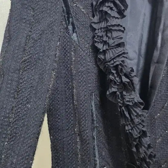 [BUNJANG] OBZE Chiffon Trimmed Crystal Tweed Jacket / 오브제 쉬폰 트리밍 크리스탈 트위드 자켓