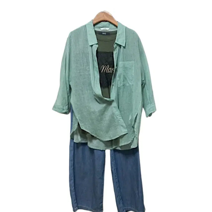 [BUNJANG] Sheer Sleeve 7-Length Roll-Up Cotton Shirt / 리스트 시스루 셔츠