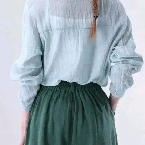 [BUNJANG] Sheer Sleeve 7-Length Roll-Up Cotton Shirt / 리스트 시스루 셔츠