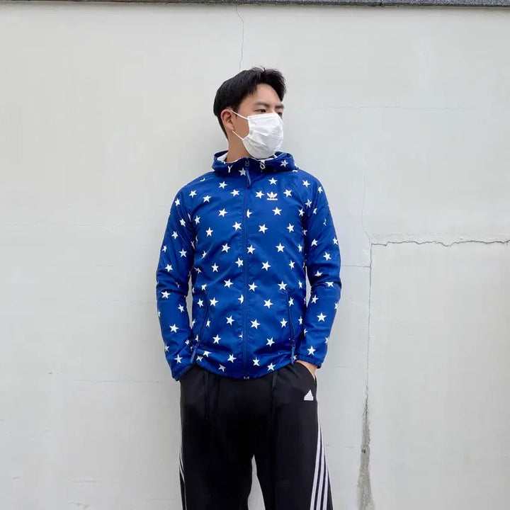 [BUNJANG] Adidas Star Pattern Reversible Windbreaker Jacket / 90)아디다스 별 패턴 올드스쿨 리버시블 바람막이 자켓
