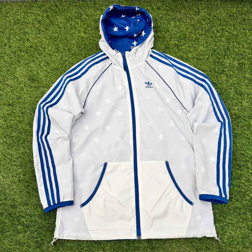 [BUNJANG] Adidas Star Pattern Reversible Windbreaker Jacket / 90)아디다스 별 패턴 올드스쿨 리버시블 바람막이 자켓