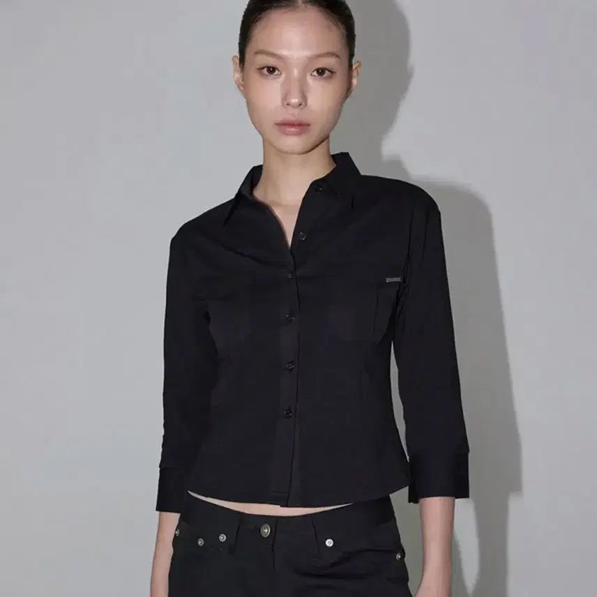 [BUNJANG] Inegi Sleek Pocket Shirt (Black) / 이네기 Sleek Pocket Shirt (black) 슬릭 포켓 셔츠