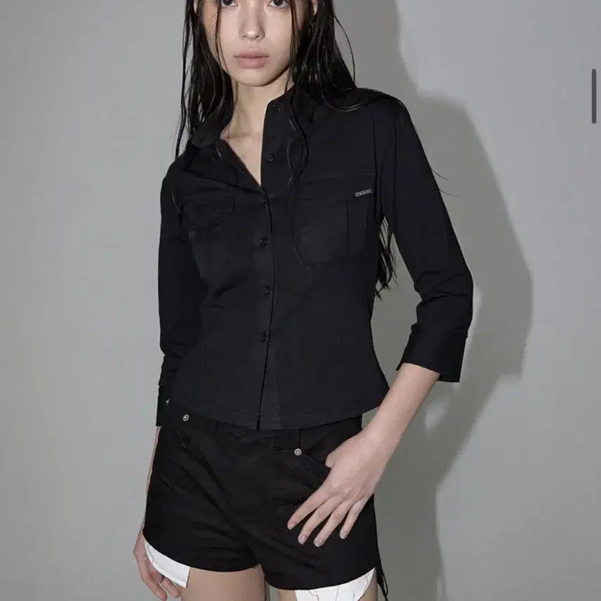 [BUNJANG] Inegi Sleek Pocket Shirt (Black) / 이네기 Sleek Pocket Shirt (black) 슬릭 포켓 셔츠