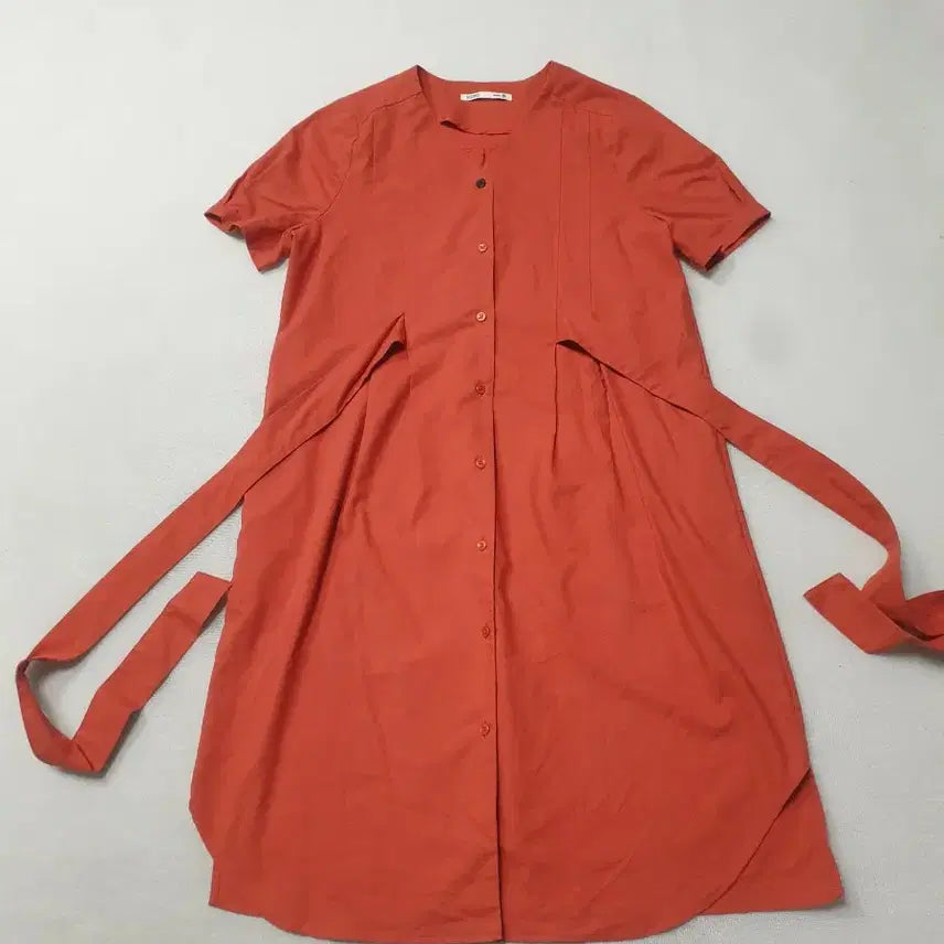 [BUNJANG] MICHAA Linen Blend Orange Shirt Dress / 미쏘 린넨혼방 오렌지 셔츠형 원피스 여성90