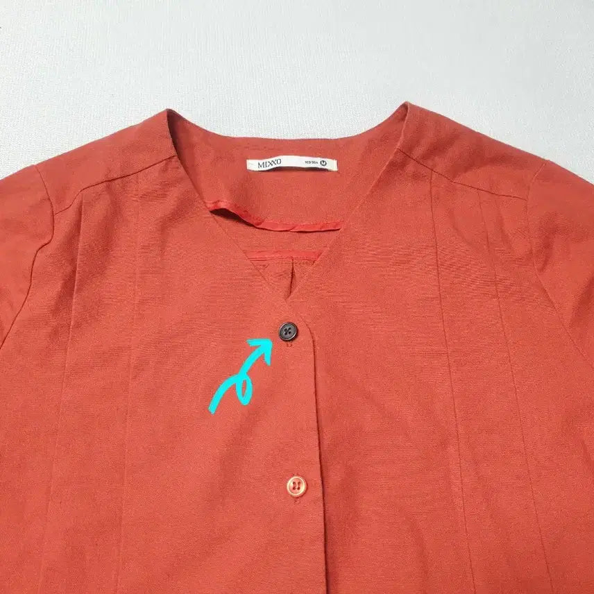 [BUNJANG] MICHAA Linen Blend Orange Shirt Dress / 미쏘 린넨혼방 오렌지 셔츠형 원피스 여성90
