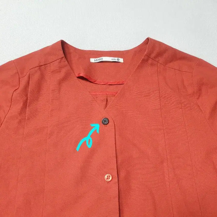 [BUNJANG] MICHAA Linen Blend Orange Shirt Dress / 미쏘 린넨혼방 오렌지 셔츠형 원피스 여성90