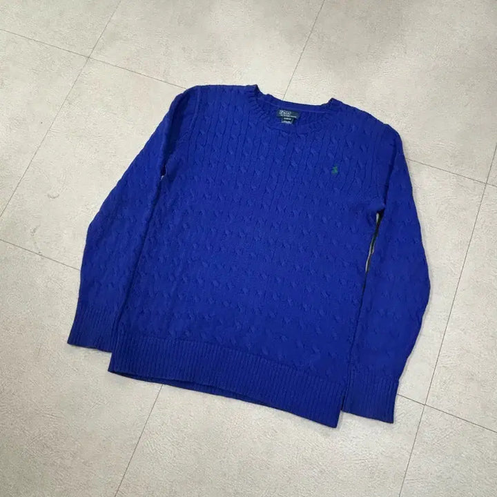 [BUNJANG] Polo Ralph Lauren Cable Knit Blue Pony Sweater / 폴로 랄프로렌 케이블 블루 포니 니트