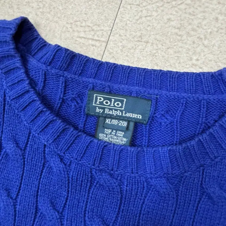 [BUNJANG] Polo Ralph Lauren Cable Knit Blue Pony Sweater / 폴로 랄프로렌 케이블 블루 포니 니트