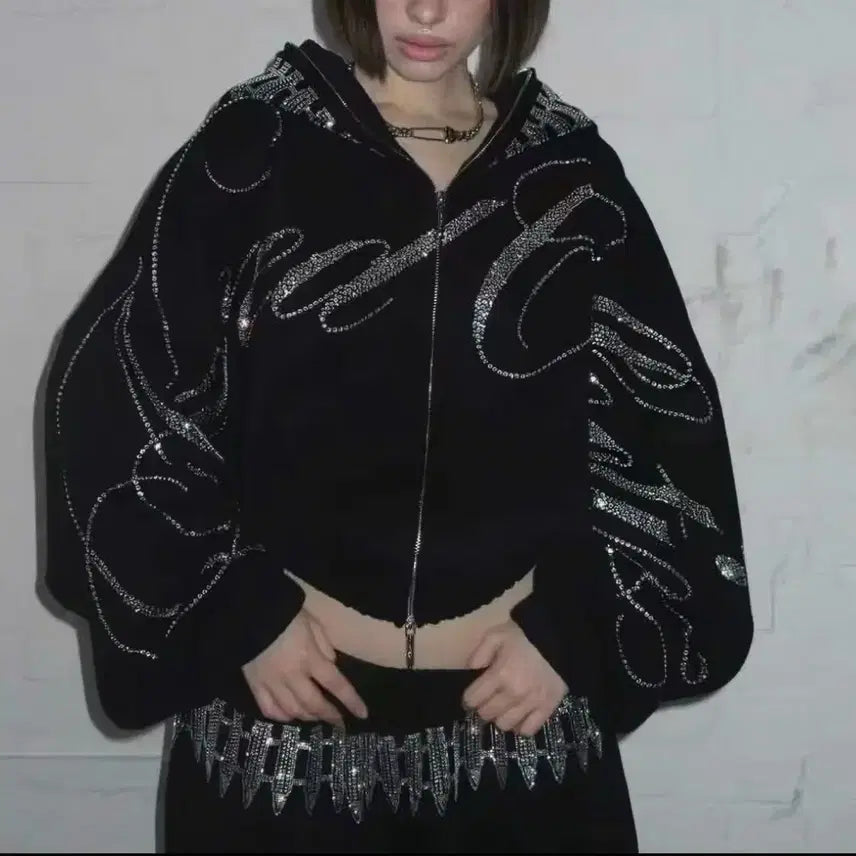 [BUNJANG] Punk Cubic Zip-Up Hoodie Set / 펑크 큐빅 후드집업세트