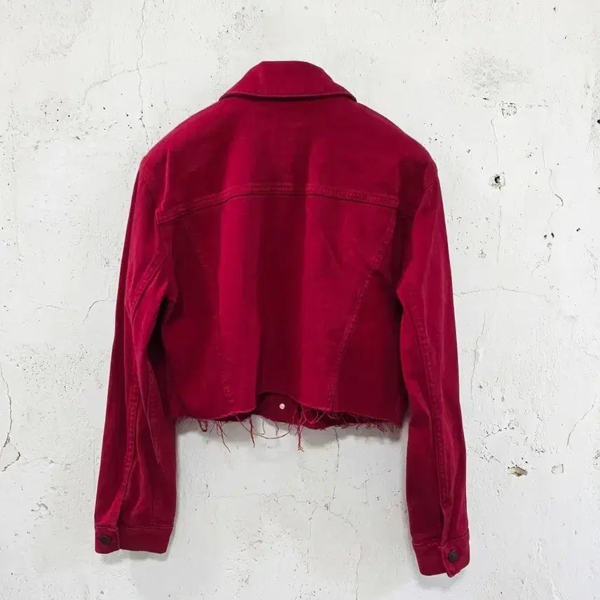 [BUNJANG] Hollister Cropped Denim Jacket Red S / 홀리스터 크롭 데님 자켓 레드 S