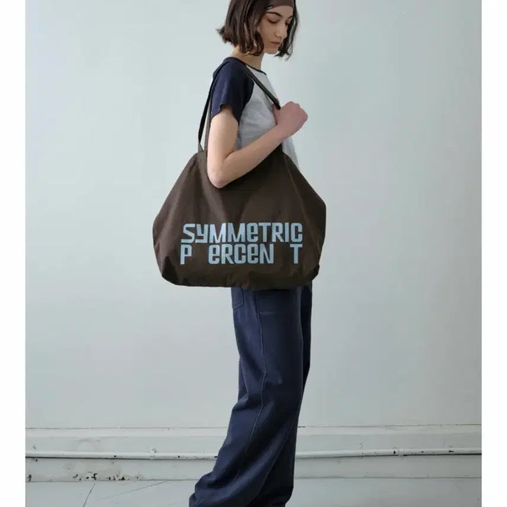 [BUNJANG] Symmetrie Percent Color Logo Cotton Bag - Brown / 시메트릭 퍼센트 Color Logo Cotton Bag / Brown