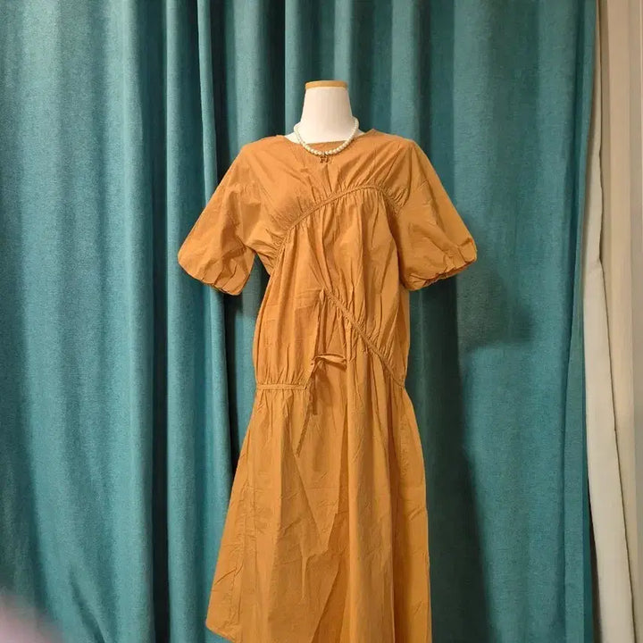 [BUNJANG] Mustard Yellow Shirring Dress / 겨자색 귀요미 셔링원피스