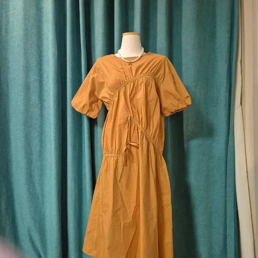 [BUNJANG] Mustard Yellow Shirring Dress / 겨자색 귀요미 셔링원피스