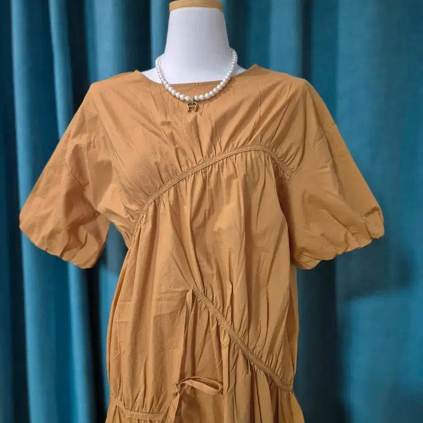 [BUNJANG] Mustard Yellow Shirring Dress / 겨자색 귀요미 셔링원피스