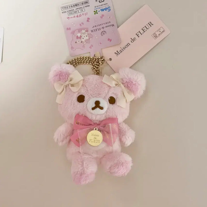 [BUNJANG] Maison de FLEUR Rilakkuma Pink Plush Keychain / 메종드플뢰르 코리락쿠마 방꾸 핑크 인형 정품 메종드