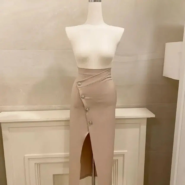 [BUNJANG] Asymmetrical Slit Long Skirt / 언발 트임슬릿스커트
