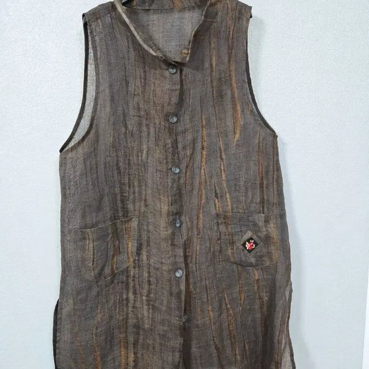 [BUNJANG] Brown Ramie Long Vest (Size 77-88) / 브라운 모시 롱베스트 77~88
