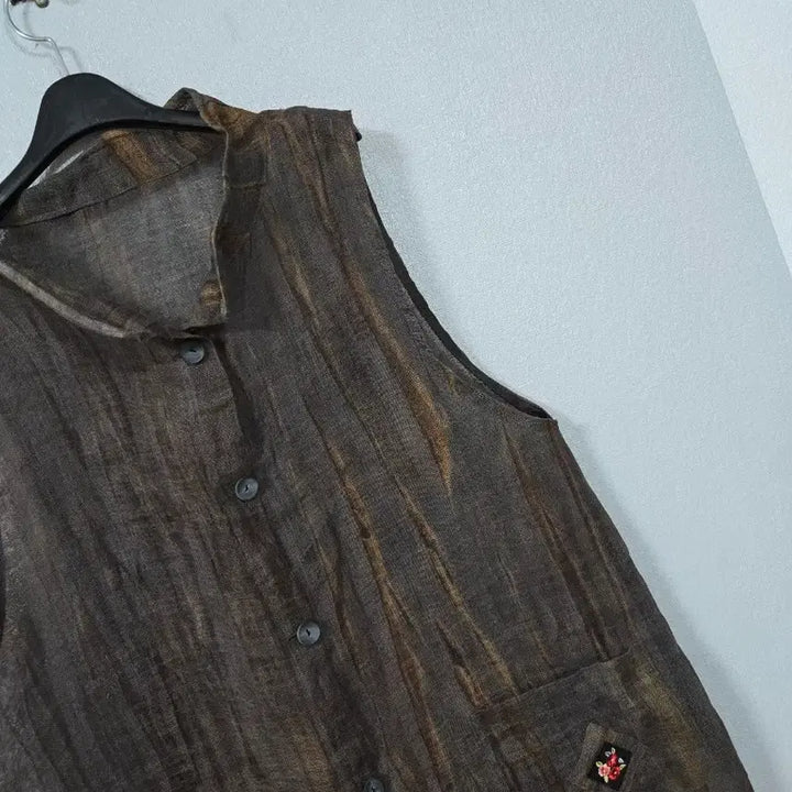 [BUNJANG] Brown Ramie Long Vest (Size 77-88) / 브라운 모시 롱베스트 77~88