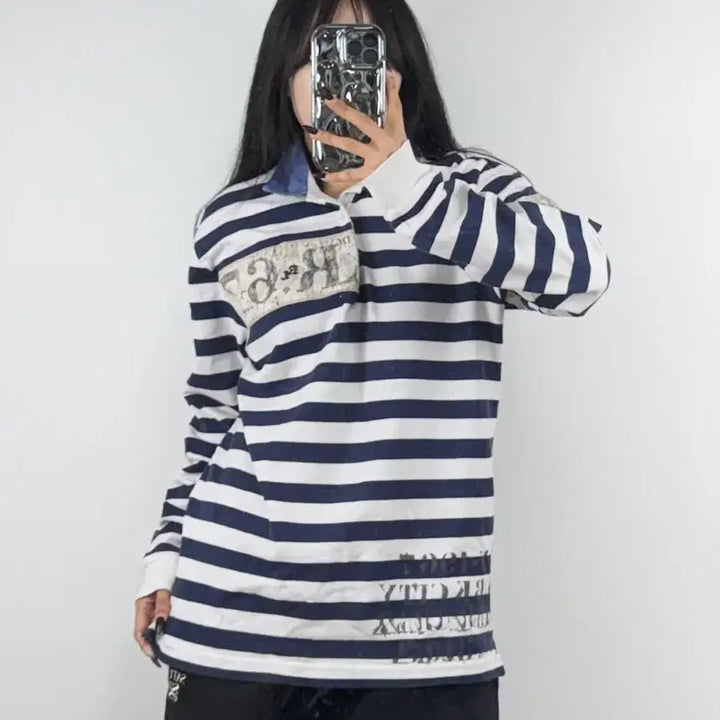 [BUNJANG] Polo Jeans Company Striped Rugby Shirt M / 폴로진스컴퍼니 스트라이프 럭비셔츠 E41